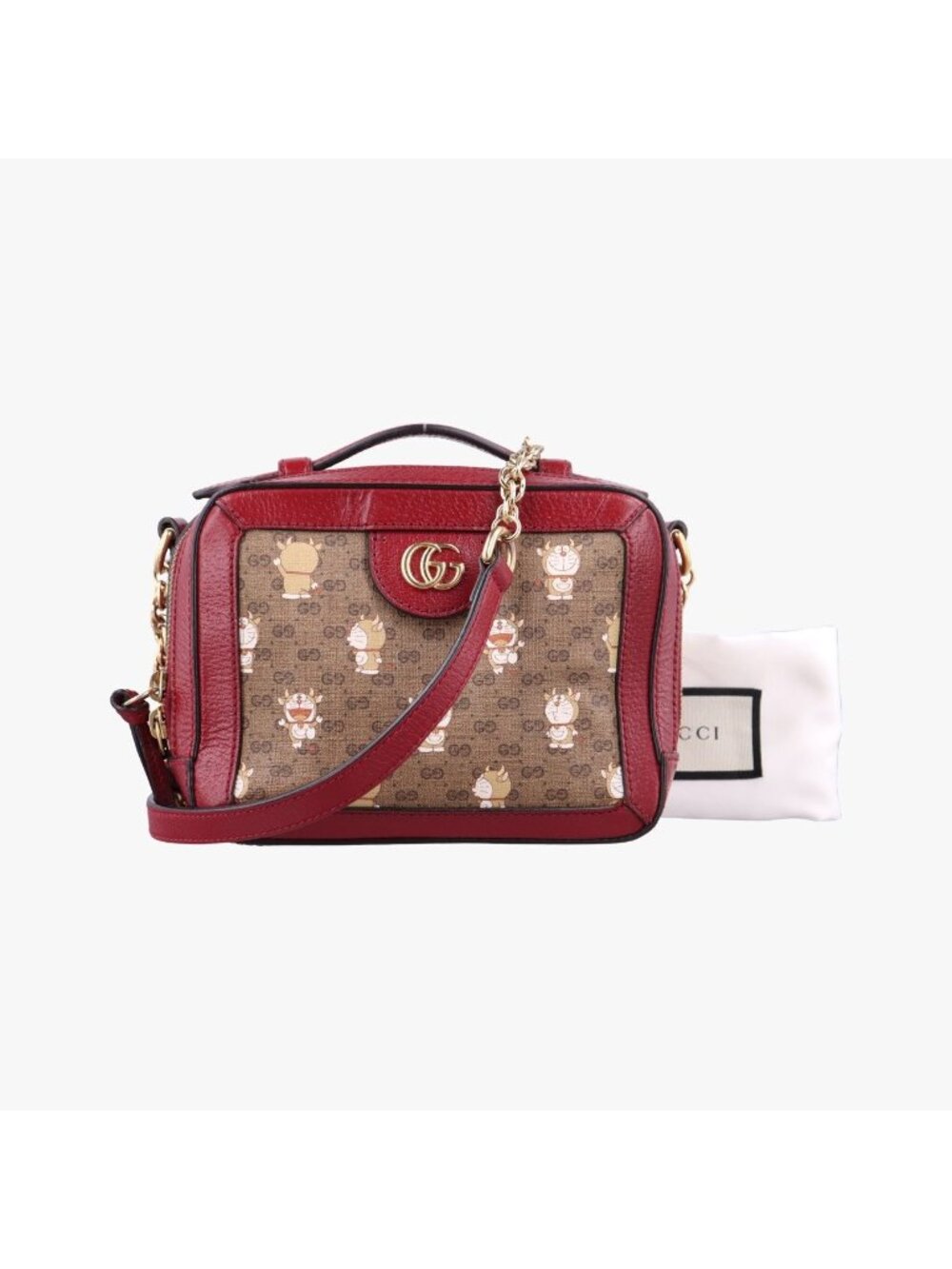Gucci Doraemon Collaboration Red Beige Multi Leather